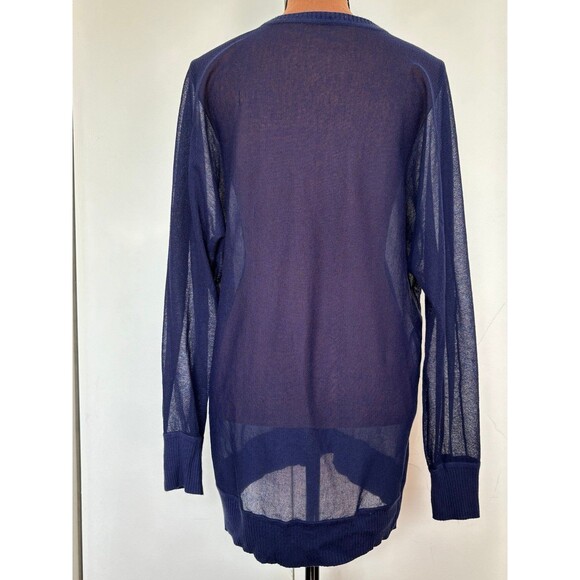 DKNY semi sheer navy top.  Size Large. - Picture 3 of 11